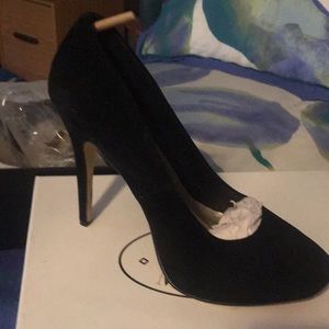 Black velvet platform stilettos